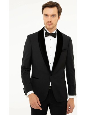 Cacharel Black Slim Fit Tuxedo Jacket