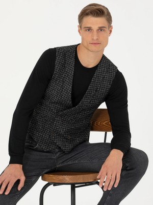 Cacharel Anthracite Slim Fit Wool Blend Sport Vest