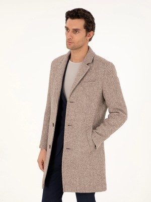 Cacharel Light Brown Slim Fit Wool Blend Overcoat