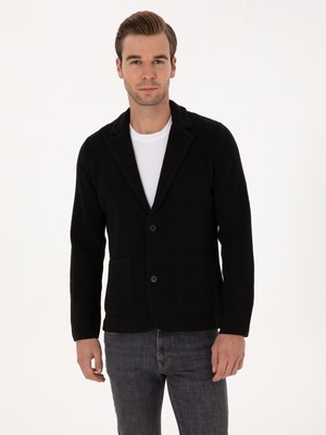 Cacharel Black Slim Fit Cotton Blend Knit Cardigan