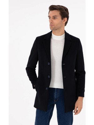 Cacharel Navy Wool Blend Extra Slim Fit Overcoat