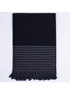 Tr Püskül Çift Kişilik Yatak Örtüsü ve Pike |%100 Pamuklu Ince Hafif Yazlık Battaniye | Boho Dekoratif Koltuk Örtüsü | Çok Amaçlı Çeyizlik Günlük Kullanım (Siyah, 200X250 cm Çift Kişilik Pike)