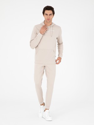 Cacharel Beige Jogger Fit Elastic Cuff Cotton Blend Sweatpants