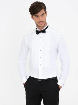 Cacharel White Slim Fit Tuxedo Shirt