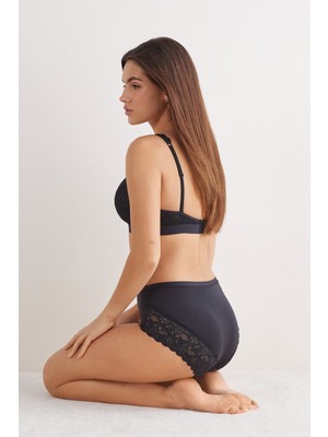 Intimissimi High Waist Microfiber And Lace Briefs
