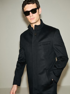 Cacharel Black Slim Fit Overcoat