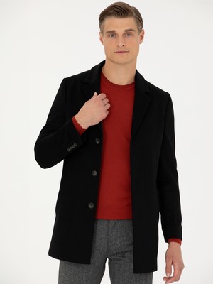 Cacharel Black Wool Blend Ex.slim Fit Overcoat