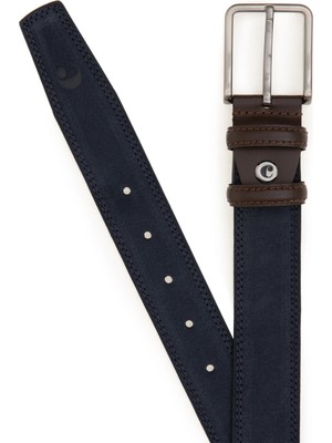 Cacharel Navy Casual Suede Leather Belt