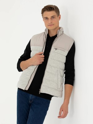 Cacharel Grey Melange Slim Fit Padded Cotton Blend Puffer Vest
