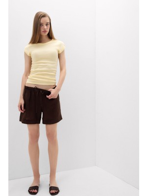 Intimissimi Ribbed Pima Cotton Short Sleeve Blouse