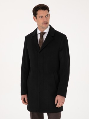 Cacharel Black Slim Fit Wool Cashmere Blend Coat