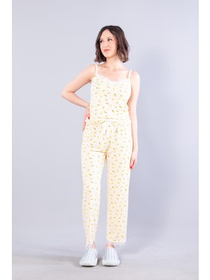 Mckanzie 13923 Milan İp Askılı Uzun Alt Limon Baskılı Pijama Takımı