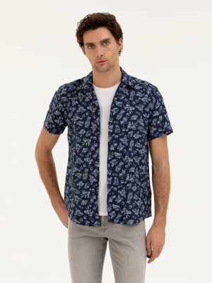 Cacharel Navy Regular Fit Short Sleeve Shirt