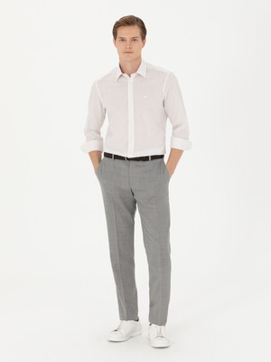 Cacharel Grey Slim Fit %100 Wool Dress Trousers