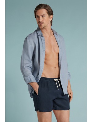 Intimissimi Solid Color %100 Linen Swim Trunks
