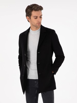 Cacharel Black Wool Blend Extra Slim Fit Overcoat