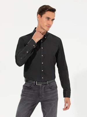 Cacharel Black Slim Fit Long Sleeve Shirt