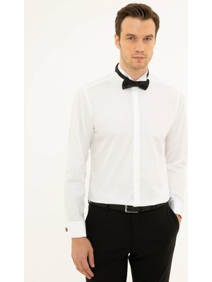 Cacharel White Slim Fit Tuxedo Shirt