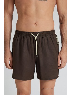 Intimissimi Solid Color %100 Linen Swim Trunks