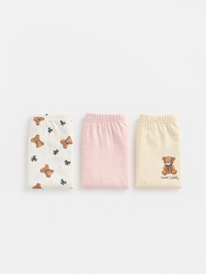 Lc Waikiki Yeni Sezon Ekru Baskılı Kız Çocuk Pamuklu Boxer 3'lü