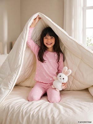 Lc Waikiki Yeni Sezon Pembe Baskılı Kız Çocuk Pijama Takımı