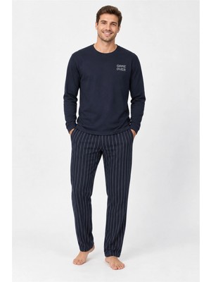 Pileli Store Arnetta Baba Oğul Yetişkin Uzun Kollu Pijama Takımı AR3828-S