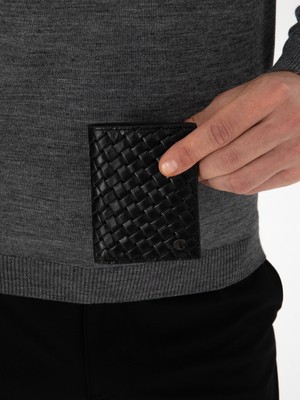 Cacharel Black %100 Leather Card Holder
