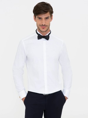 Cacharel White Slim Fit Tuxedo Shirt