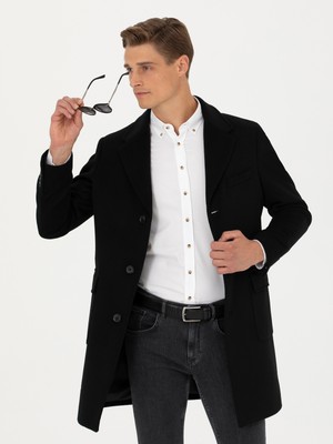 Cacharel Black Slim Fit Overcoat