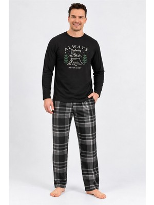 Pileli Store Arnetta Baba Oğul Yetişkin Uzun Kollu Pijama Takımı AR3825-S
