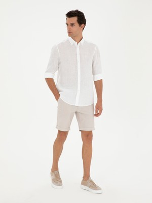 Cacharel Beige Regular Fit Drawstring Waist Shorts
