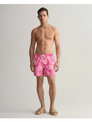 Gant Men's Pink Classic Fit Patterned Swim Shorts