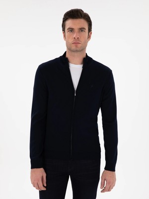 Cacharel Navy Regular Fit Full Zip Knit Cardigan