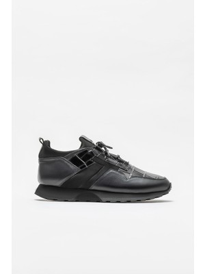 Elle Men's Black Leather Casual Shoes