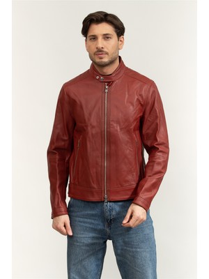 Boss Men's Leather Jacket Beige