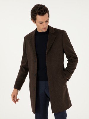 Cacharel Brown Slim Fit Overcoat