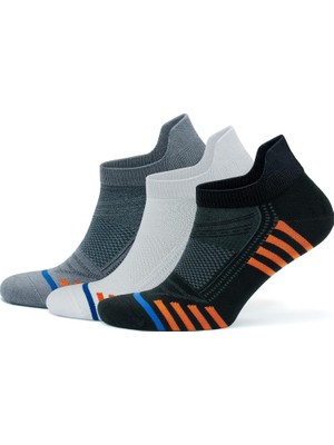 Tr 3'lü-6'li Bambu Renkli Spor Desenli Güçlendirilmiş Yıkamalı Kutulu Dikişsiz Koşu Yürüyüş Spor Performans Kısa Fit Patik Erkek Çorap