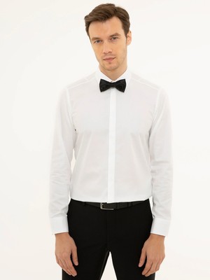 Cacharel White Slim Fit Tuxedo Shirt