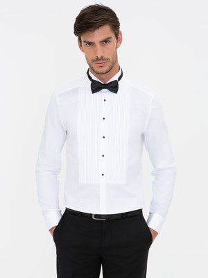 Cacharel White Slim Fit Tuxedo Shirt