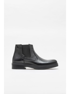Elle Men's Black Leather Casual Boots