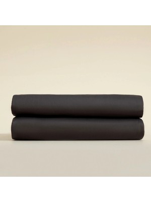 Chakra Luxury %100 Cotton Queen Size Flat Sheet 260X280 cm Anthracite