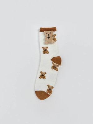 Lc Waikiki Yeni Sezon Ayı Teddy Nakışlı Kadın Ev Çorabı