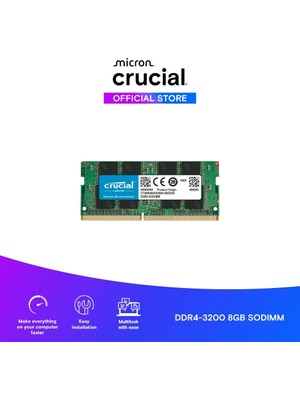 Crucial Crucıal CT8G4SFRA32A, 8gb, 3200MHZ, Ddr4, CL22,  1.2V, Sodımm, Notebook Ram (By Micron)