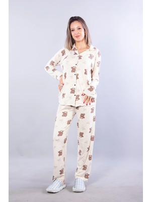 Mckanzie 27019 Milan Soft Gömlek Yaka Ayıcık Desen Pijama Takımı