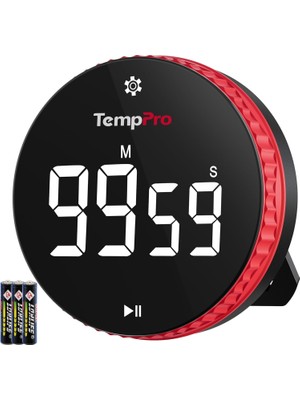 Tr TM04 99 Saat Kapasiteli Çevirmeli Dijital Mutfak ve Ders Zamanlayıcısı, Geniş LED Ekranlı Mıknatıslı Kronometre (Eski Adıyla Thermopro)