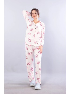 Mckanzie 27022 Milan Soft Gömlek Yaka Şeker Kamış Desen Pijama Takımı