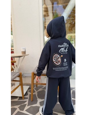 Cg Kids Şerit ve Sırt Baskı Detaylı Antrasit Erkek Çocuk Kapüşonlu Sweatsihrt & Eşofman Takım 3ip