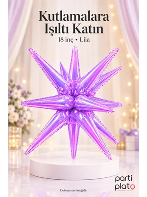 Era Balon Lila Kutup Yıldızı Folyo Balon 18 Inç – Parlak Yıldız Doğum Günü, Baby Shower ve Parti Süslemesi