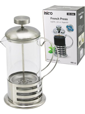 Store French Press Metal Kafes - Metal Kapak 800ML Cam Bitki Süzgeçi