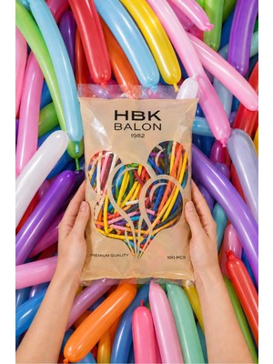 Hbk Balon 260'LIK Sosis Balon 100 Adet Modelleme Balonu Figür Yapımı Için Esnek Lateks Balon